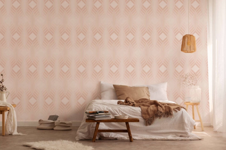 Retro Chic 39532-5 Tapeta ścienna AS Wzór geometryczny łososiowy
