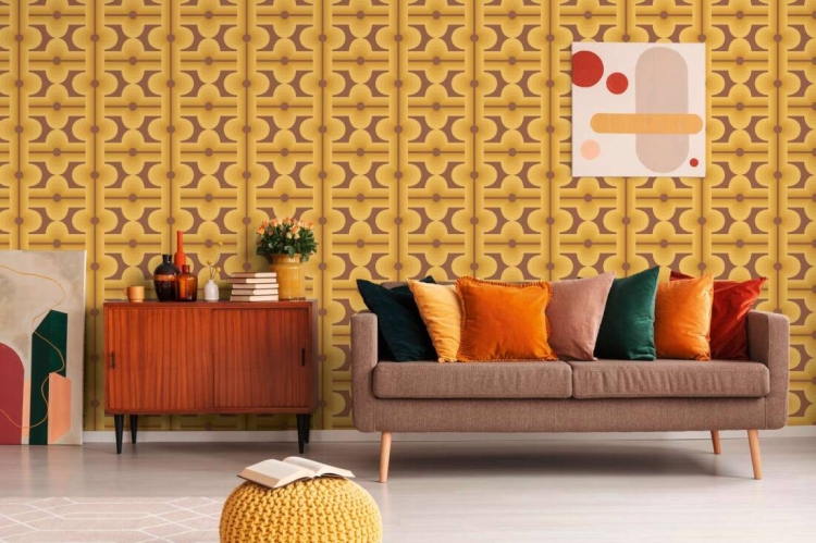 Retro Chic 39533-4 Tapeta ścienna AS Wzór geometryczny żółty słoneczny