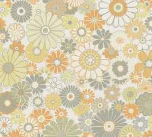 Retro Chic 39535-3 Tapeta ścienna AS Kwiatki zielono pomarańczowe