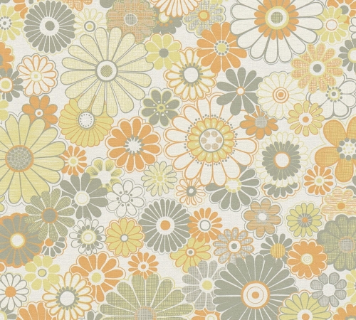 Retro Chic 39535-3 Tapeta ścienna AS Kwiatki żółte