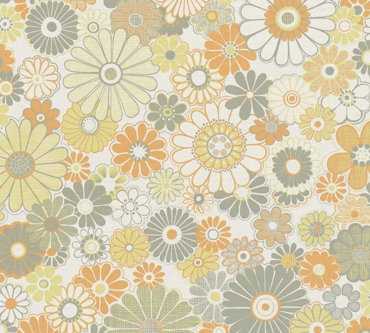 Retro Chic 39535-3 Tapeta ścienna AS Kwiatki żółte