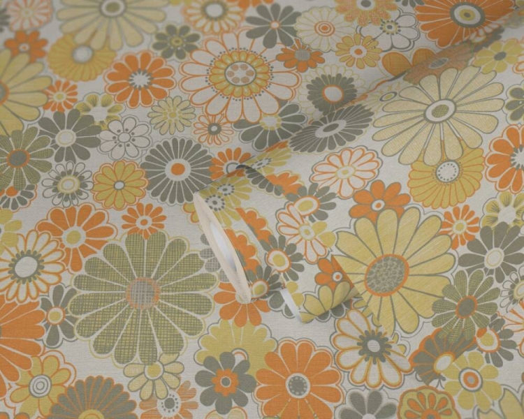 Retro Chic 39535-3 Tapeta ścienna AS Kwiatki żółte