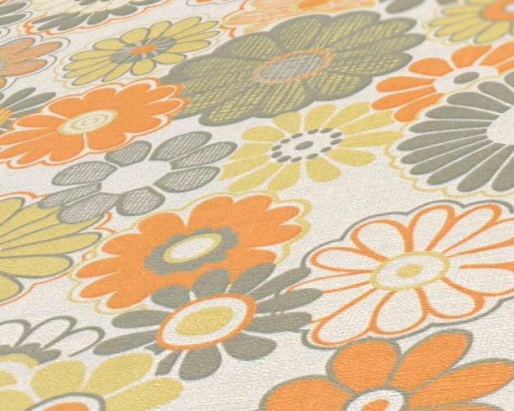 Retro Chic 39535-3 Tapeta ścienna AS Kwiatki żółte