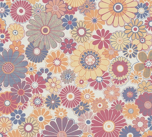 Retro Chic 39535-4 Tapeta ścienna AS Kwiatki kolorowe
