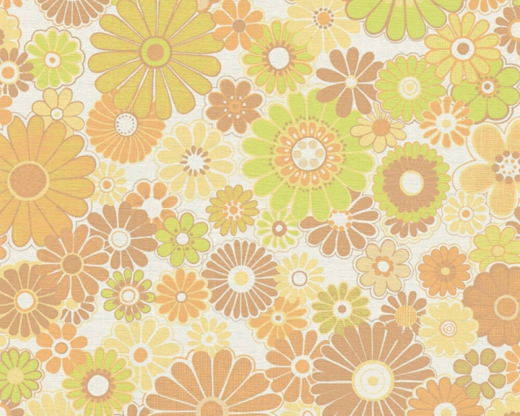 Retro Chic 39535-5 Tapeta ścienna AS Kwiatki pomarańczowe