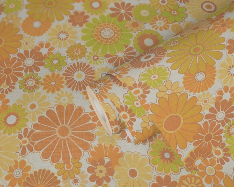Retro Chic 39535-5 Tapeta ścienna AS Kwiatki pomarańczowe