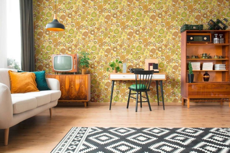 Retro Chic 39535-5 Tapeta ścienna AS Kwiatki pomarańczowe