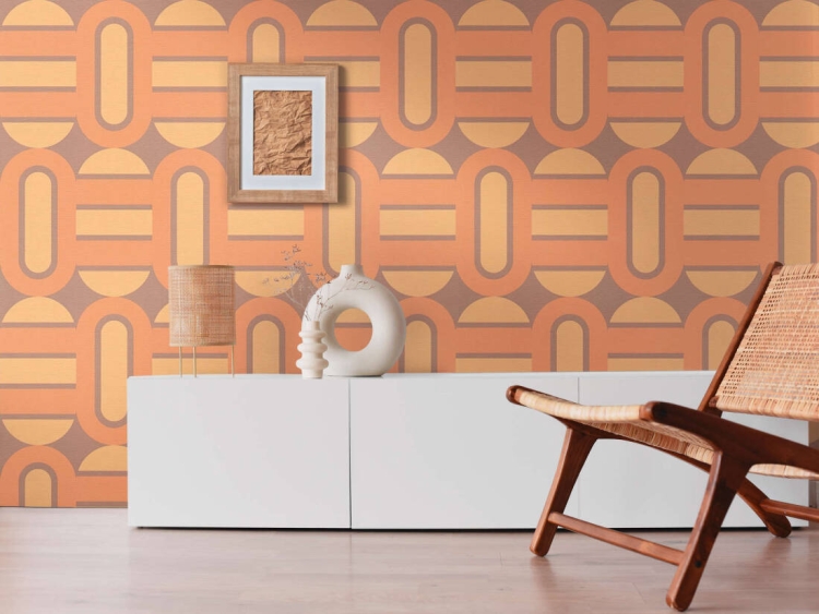 Retro Chic 39536-2 Tapeta ścienna AS Wzór geometryczny pomarańczowy