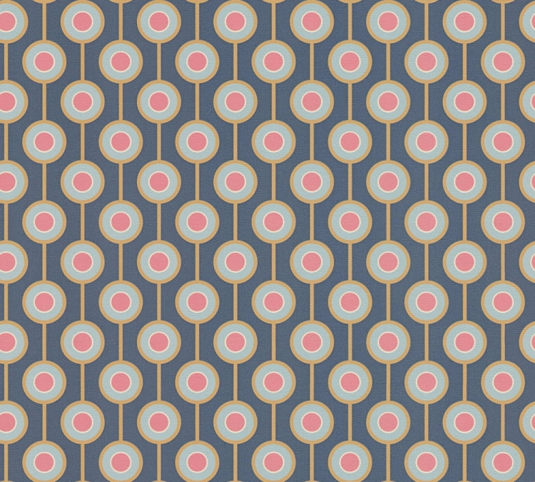 Retro Chic 39537-1 Tapeta ścienna AS Wzór geometryczny granatowo różowy