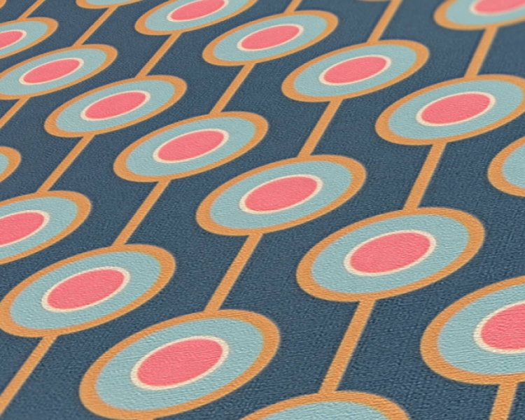 Retro Chic 39537-1 Tapeta ścienna AS Wzór geometryczny granatowo różowy