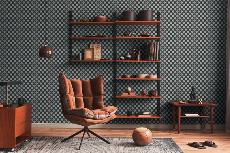Retro Chic 39537-1 Tapeta ścienna AS Wzór geometryczny granatowo różowy