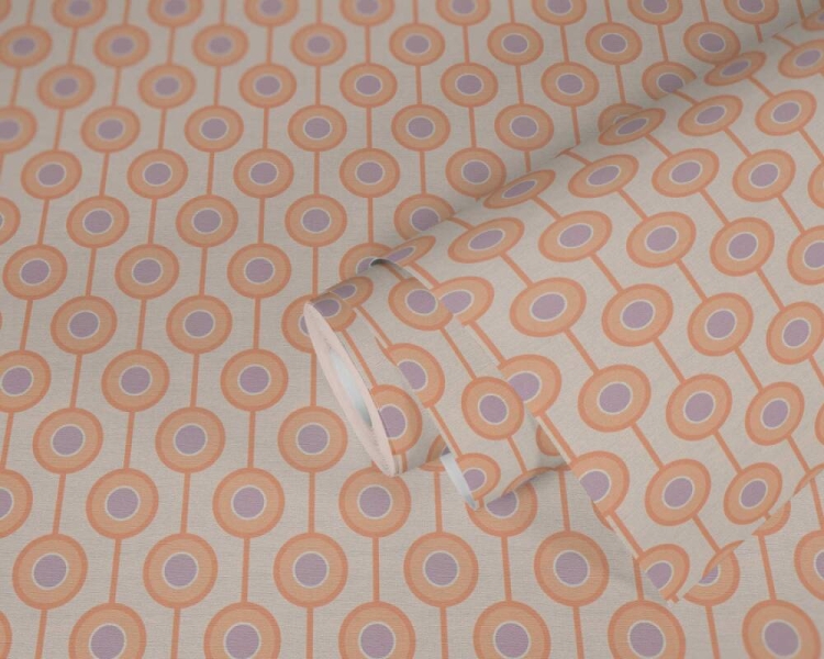 Retro Chic 39537-5 Tapeta ścienna AS Wzór geometryczny łososiowy koła