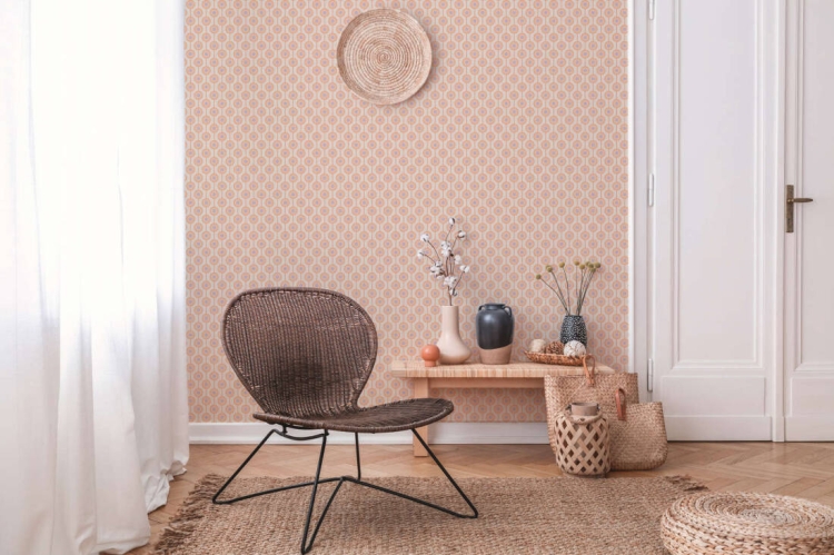 Retro Chic 39537-5 Tapeta ścienna AS Wzór geometryczny łososiowy koła