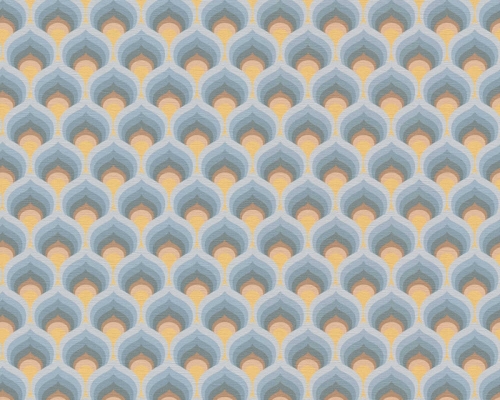 Retro Chic 39538-3 Tapeta ścienna AS niebiesko żółta łuska