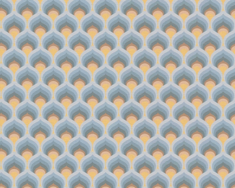 Retro Chic 39538-3 Tapeta ścienna AS niebiesko żółta łuska