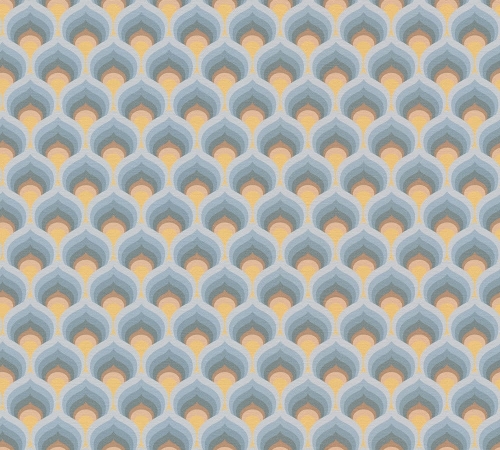 Retro Chic 39538-3 Tapeta ścienna AS niebiesko żółta łuska