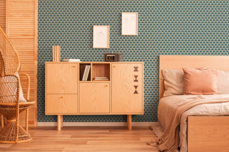 Retro Chic 39538-3 Tapeta ścienna AS niebiesko żółta łuska