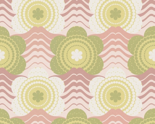 Retro Chic 39539-1 Tapeta ścienna AS Kwiatki zielono różowe