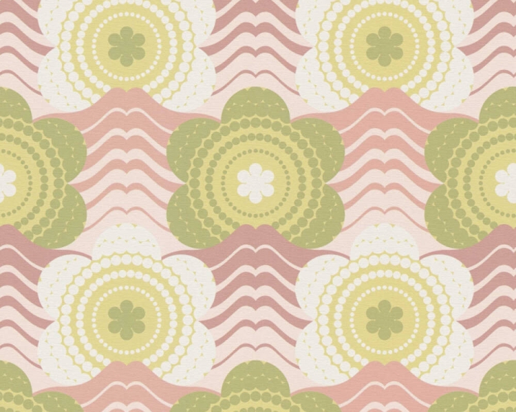 Retro Chic 39539-1 Tapeta ścienna AS Kwiatki zielono różowe