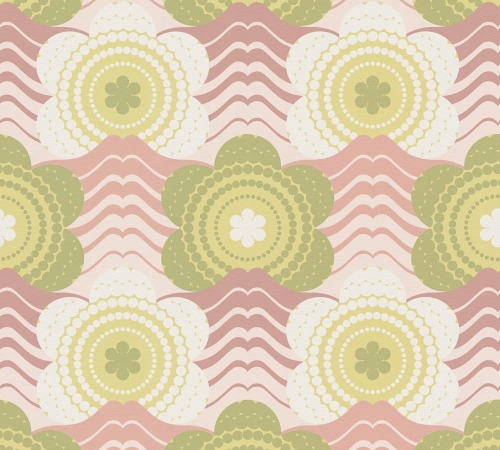 Retro Chic 39539-1 Tapeta ścienna AS Kwiatki zielono różowe