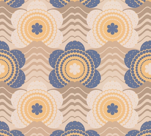 Retro Chic 39539-2 Tapeta ścienna AS Kwiatki niebiesko brązowe