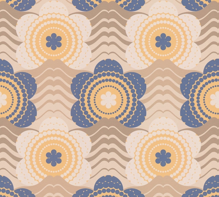 Retro Chic 39539-2 Tapeta ścienna AS Kwiatki niebiesko brązowe