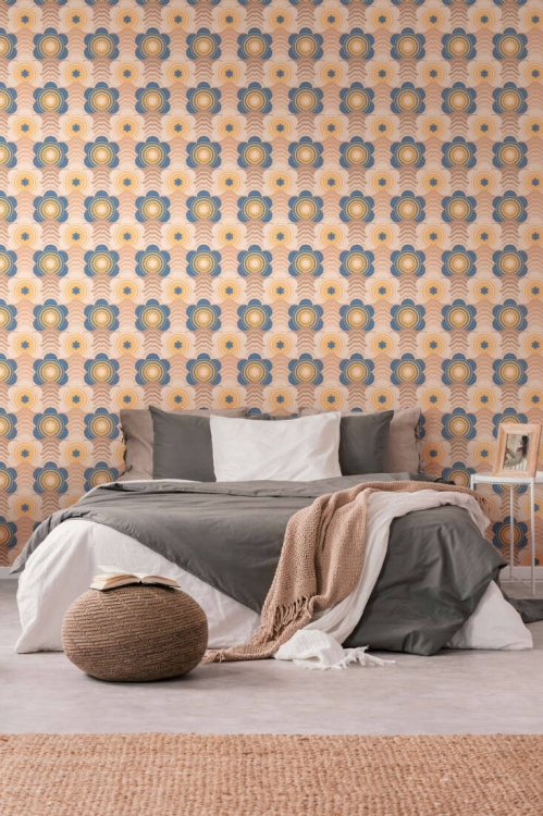 Retro Chic 39539-2 Tapeta ścienna AS Kwiatki niebiesko brązowe