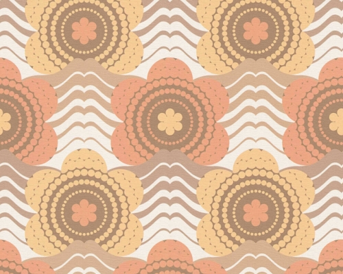 Retro Chic 39539-3 Tapeta ścienna AS Kwiatki pomarańczowe ceglaste