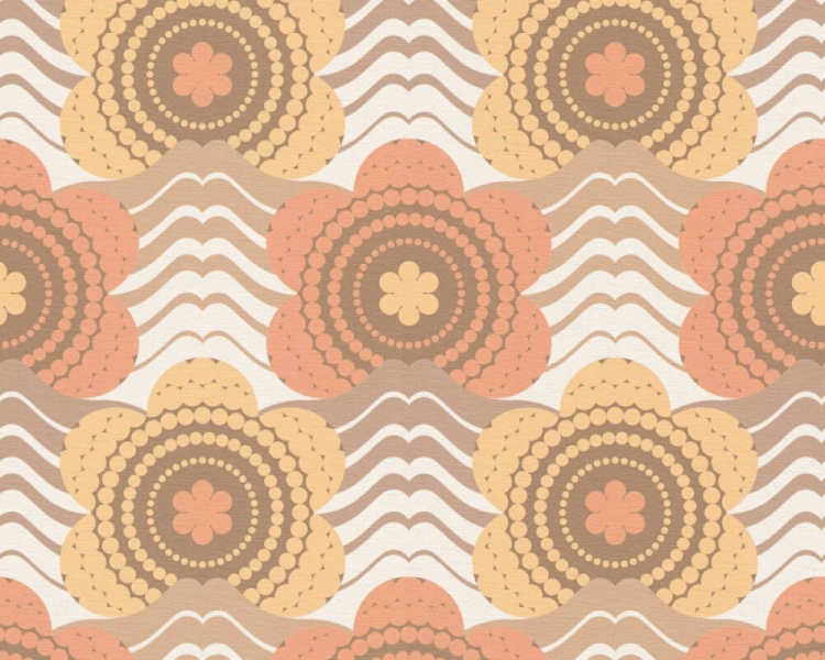 Retro Chic 39539-3 Tapeta ścienna AS Kwiatki pomarańczowe ceglaste
