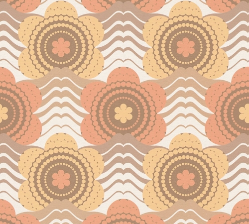 Retro Chic 39539-3 Tapeta ścienna AS Kwiatki pomarańczowe ceglaste brązowe