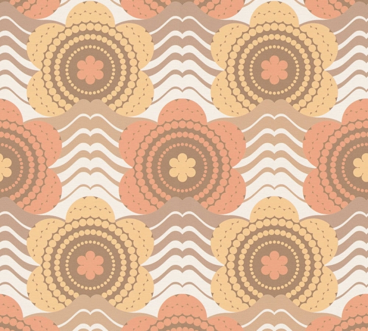 Retro Chic 39539-3 Tapeta ścienna AS Kwiatki pomarańczowe ceglaste brązowe