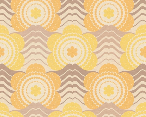 Retro Chic 39539-5 Tapeta ścienna AS Kwiatki pomarańczowe  brązowe żółte