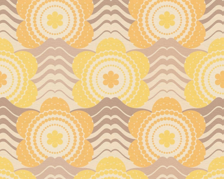 Retro Chic 39539-5 Tapeta ścienna AS Kwiatki pomarańczowe  brązowe żółte