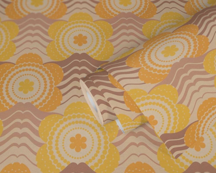 Retro Chic 39539-5 Tapeta ścienna AS Kwiatki pomarańczowe