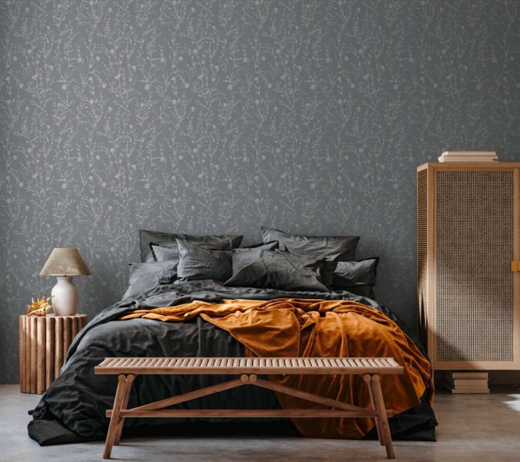 Casual Living 39546-3 Tapeta ścienna AS Kwiaty zioła szary ciemny