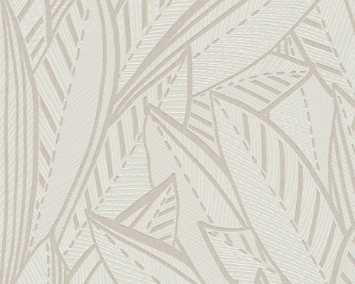 French Affair 39933-3 Tapeta ścienna AS wzór graficzny liście ecru białe krem