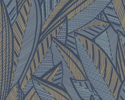 French Affair 39933-5 Tapeta ścienna AS wzór graficzny liście granatowo złote