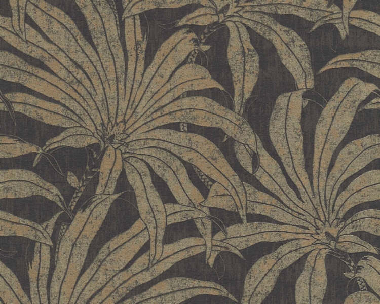 Jade 39501-1 Tapeta ścienna AS Liście palmowe czarne złote