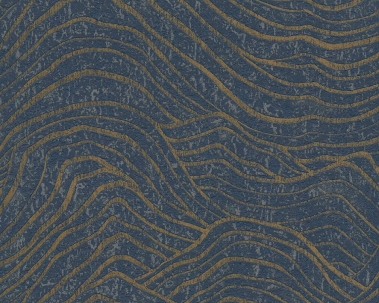 Jade 39507-4 Tapeta ścienna AS Wzór geometryczny fale granatowy złoty