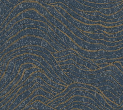 Jade 39507-4 Tapeta ścienna AS Wzór geometryczny fale granatowy złoty