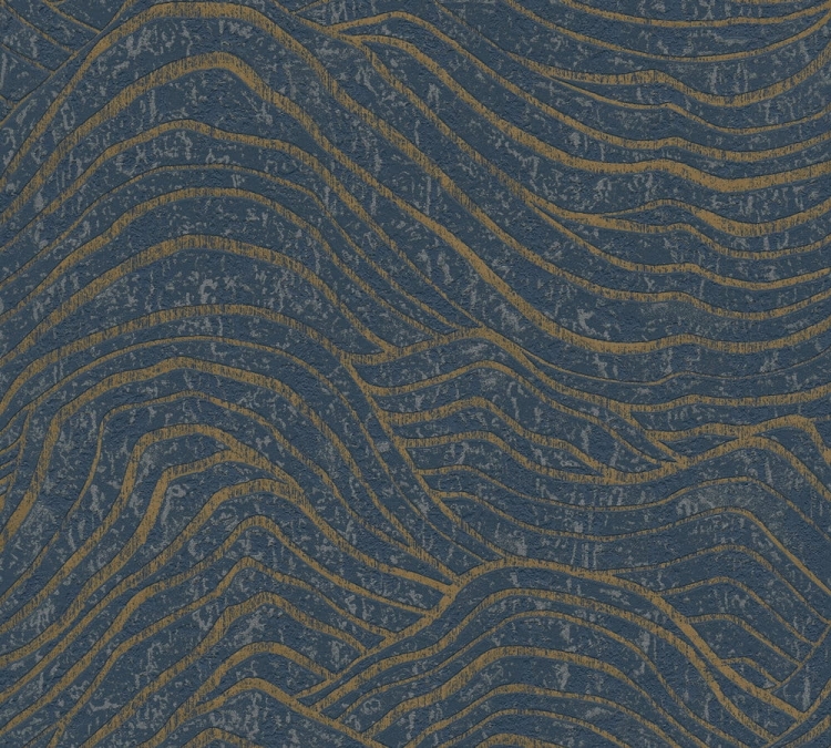 Jade 39507-4 Tapeta ścienna AS Wzór geometryczny fale granatowy złoty