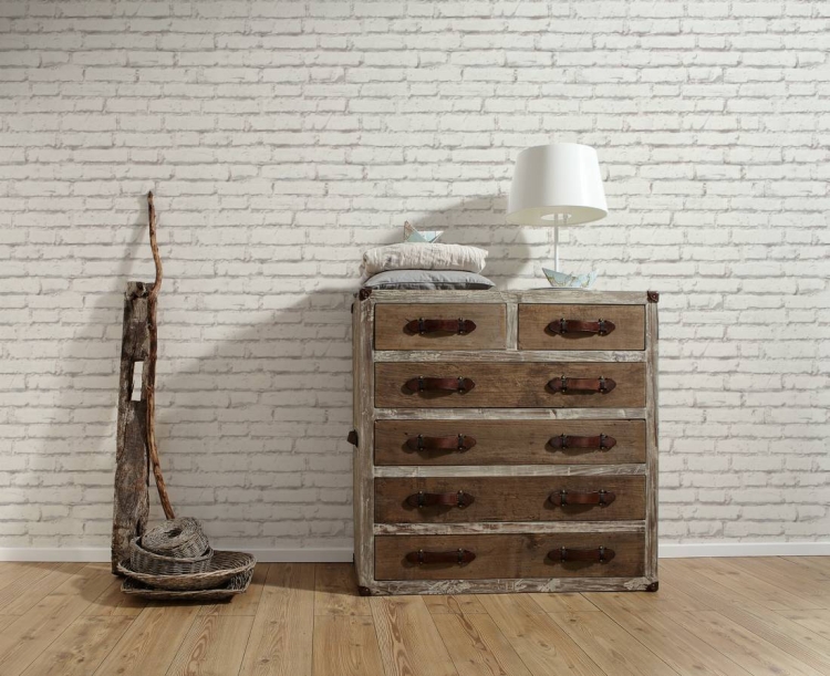 Elements 31943-1 Tapeta ścienna AS, tapeta na flizelinie w białą cegłę 3D do pokoju, jadalni, przedpokoju