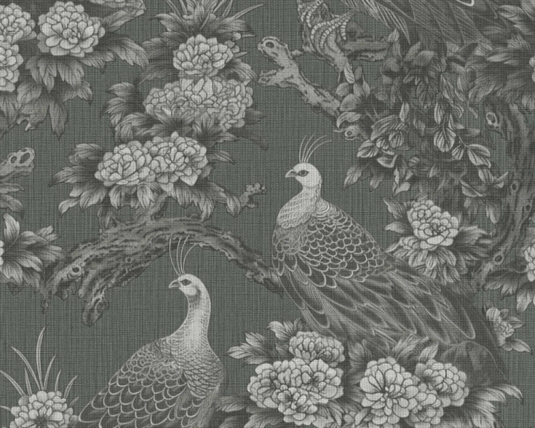 Michalsky 5 39982-1 Tapeta ścienna AS Ptaki na drzewie grafit