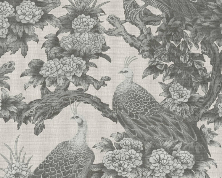 Michalsky 5 39982-3 Tapeta ścienna AS Ptaki na drzewie szary