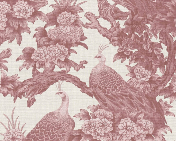 Michalsky 5 39982-4 Tapeta ścienna AS Ptaki na drzewie bordowy