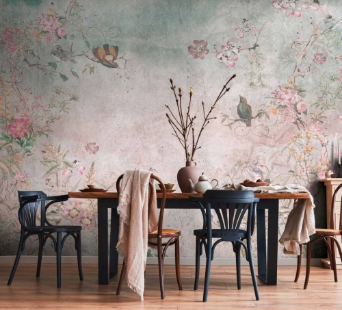 The Wall 3 39920-1 Tapeta ścienna AS Graffiti kwiaty ptaszki