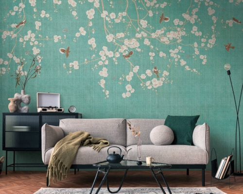 The Wall 3 39921-1 Tapeta ścienna AS K wiatki Ptaszki turkus