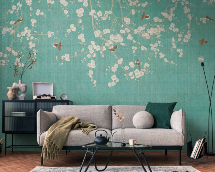 The Wall 3 39921-1 Tapeta ścienna AS K wiatki Ptaszki turkus