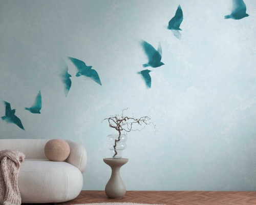 The Wall 3 39923-1 Tapeta ścienna AS Odlatujące ptaki turkus
