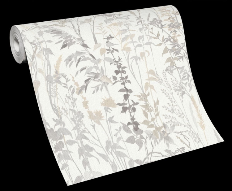 Tapeta ścienna na flizelinie trawy liście beżowa szara 10258-14